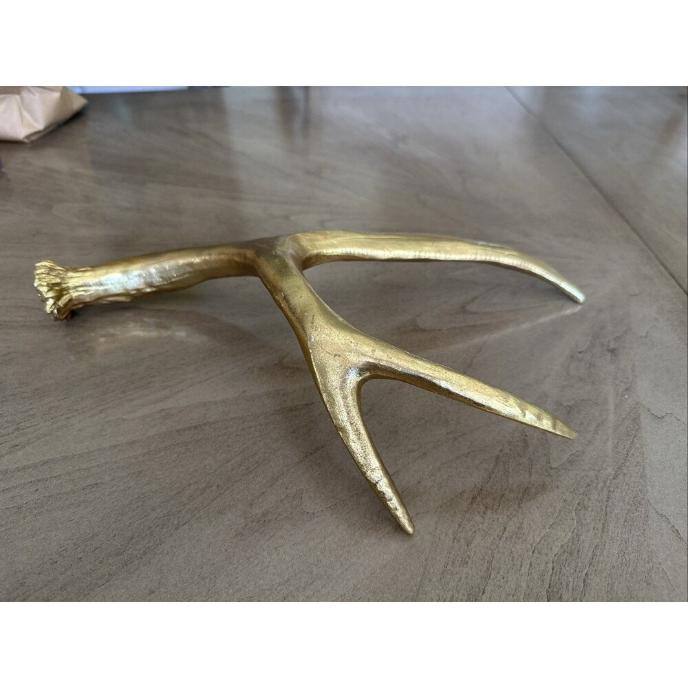 Metal Cast Gold Color Deer Antlers Horns Home Decor 14”